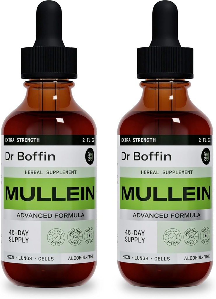 Mullein Leaf Liquid Extract 2 Fl Oz (Pack of 2) - Extra Strenght | Formula avanzata - Natural Supplement Liquid Tincture - Lung Cleanse and Detox - Respiratory Health and Immune Support Drops