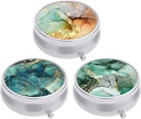 3 confezione scatola di pillole, piccolo caso di pillole per borsa e tasca, organizzatore di medicina di viaggio carino, contenitore di medicina portatile per tenere vitamine, farmaci, olio di pesce e supplemento, inchiostro Texture