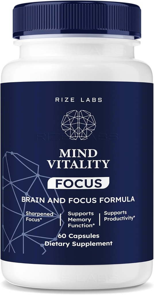 rize labs Mind Vitality Focus Brain Ergänzung zu Boost Focus und Konzentration & Vermeiden Mid-Afternoon Fatigue (60 Kapseln)