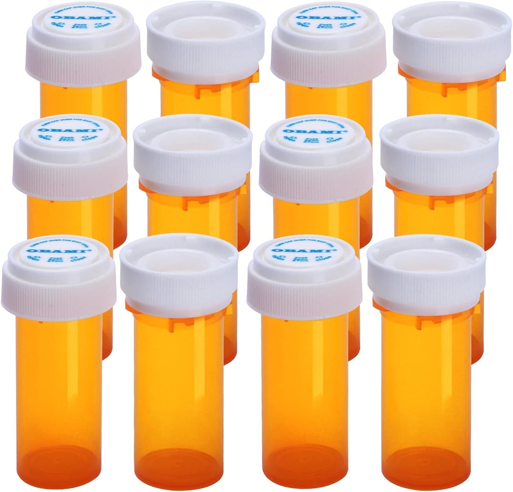 Bottiglie di pedaggio vuoto in plastica con doppio uso sdraiato (rivestimento bambino e facile aperto) Caps - contenitore di medicina Dispenser Case Dispenser organizzatori (8 Dram, 12pcs)
