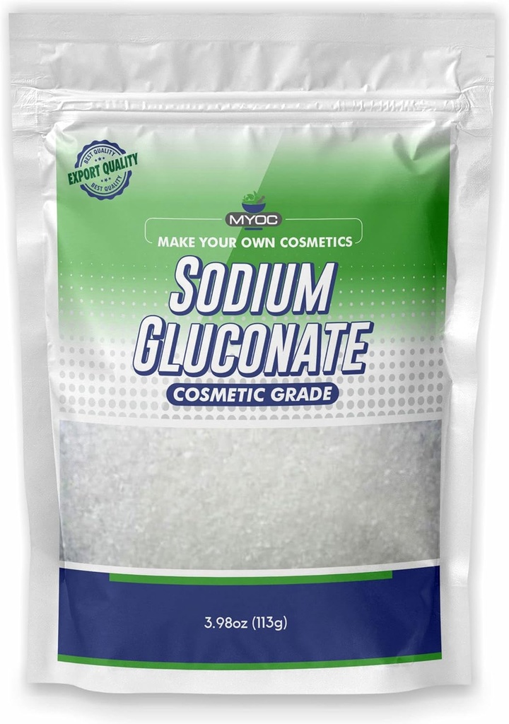 Sodium Gluconate Powder – 113 Gm (3.98 Oz), Pure Sodium Gluconate for Skin, Sodium Gluconate Cosmetic Grade, Soap Making, Sodium Gluconate for Cosmetic, Sodium Gluconate Bulk