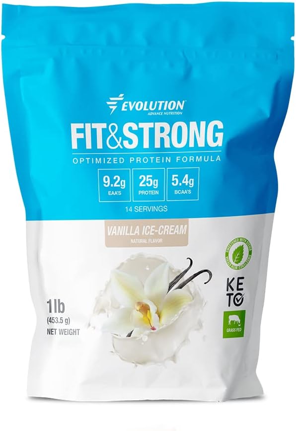 Evolution Advance Nutrition Grass Fed 100% Whey Protein Powder – reines Proteinpulver mit BCAA, schnelles Absorbieren und schnelles Digesting für optimale Muskelgewinnung – 1 Pfund (Vanilla)