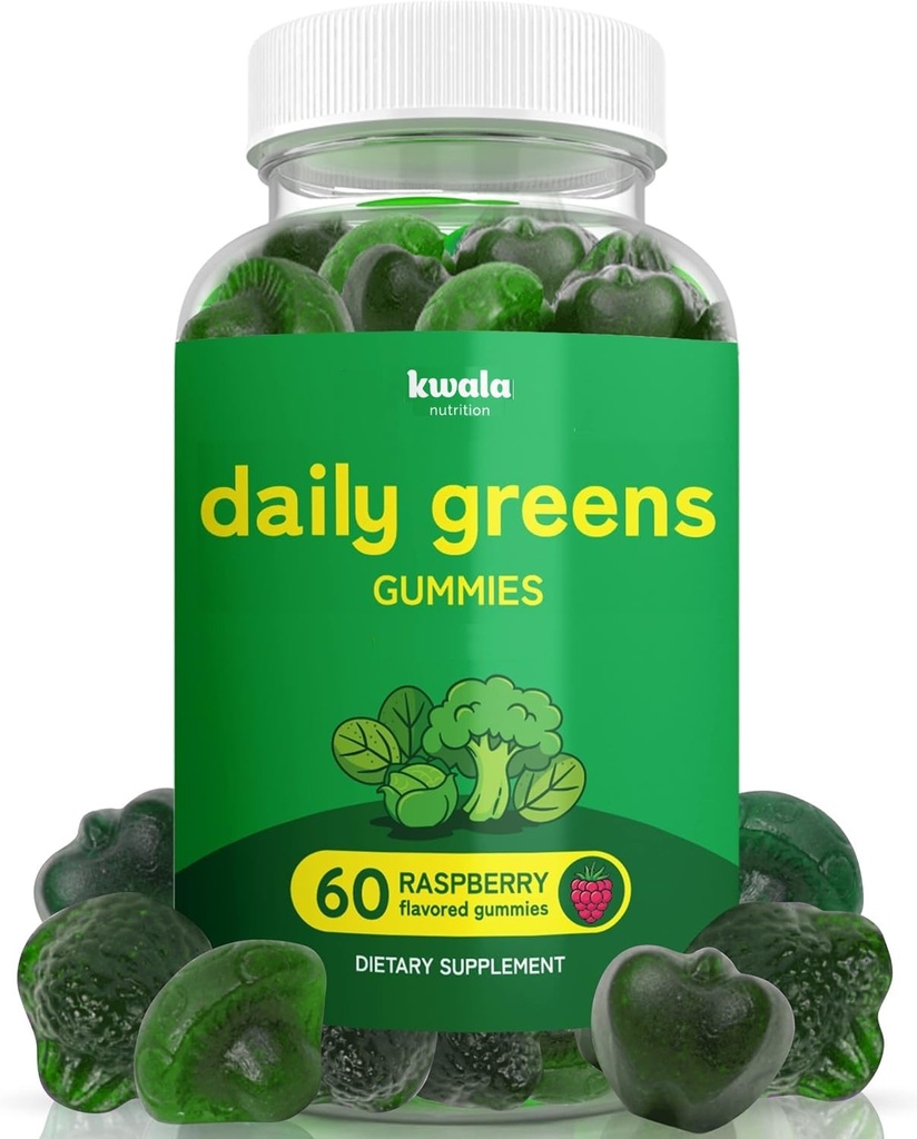 Täglich Super Greens Gummis, um Energie zu steigern | mit Moringa, Spirulina, Chlorella, Veggies & More | Enthält 8 Blends | für Frauen und Männer | Vegan, Non-GMO Supplement | 60 Count