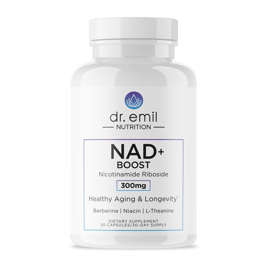 DR. EMIL NUTRITION NAD+ Boost - Nicotinamide Riboside Supplement - Supports Cellular Energy, Longevity & Healthy Aging - Non-GMO - with Berberine, L-Theanine & Niacin - 30-Day Supply