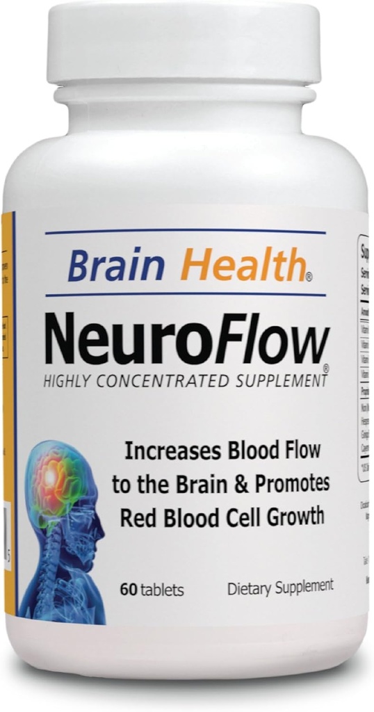 Neuro Flow - Ossigena il cervello - Salute del cervello 60 compresse - Supplent altamente concentrato - Supplemento alimentare