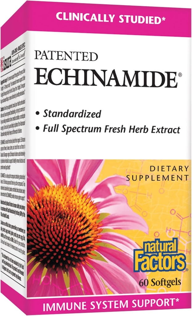 Natürliche Faktoren, Echinamid, Echinacea Ergänzung für Immun- und Wellness-Unterstützung, 60 Softgels