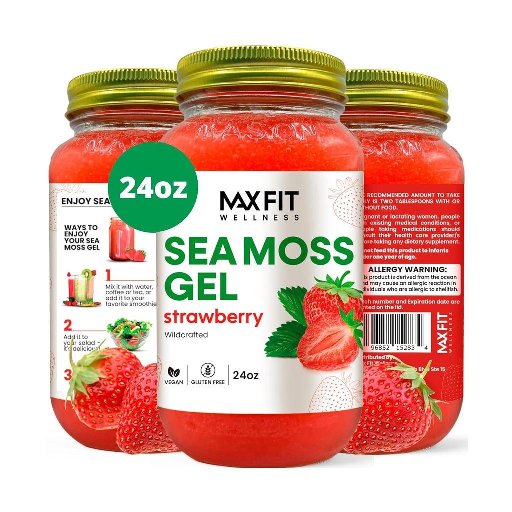 Sea Moss Gel Raw (12 Flavors) 24oz Wildсrafted Gold Sea Moss Gel von Saint Lucia | 92 Vitamine und Mineralien | Pure Raw+Non-GMO | Vegan Superfood