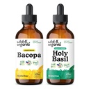 Wild & Organic Bacopa Tinktur 4 fl oz & Heilige Basilikum Tinktur 4 fl oz