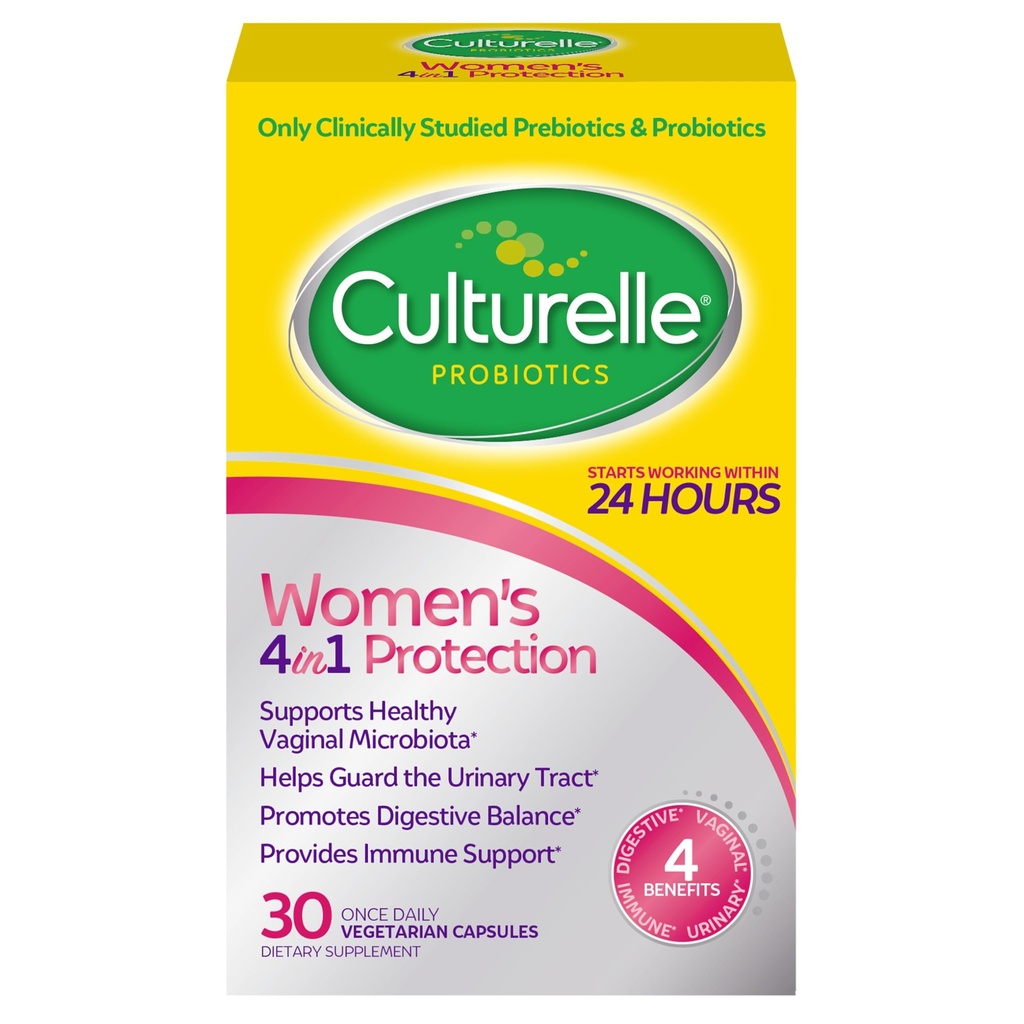 Culturelle Probiotiques pour les femmes ayant des prébiotiques - 4-en-1 pour la santé vaginale, digestive, urinaire et immunitaire - pH Balance, ballonnement et dégazage - Capsules végétariennes quotidiennes, non OGM - 30 Compte