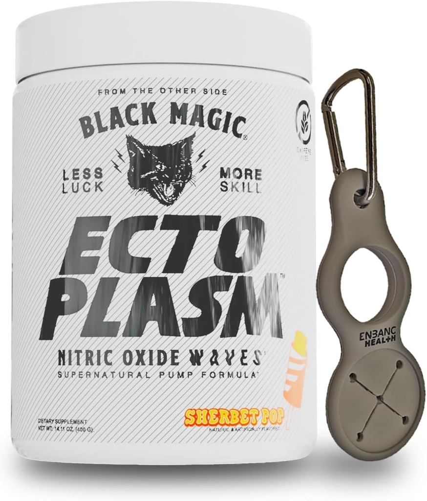 Black Magic Ecto Plasm - Sherbet Pop - Handcrafted Pump Igniter, Erhöhte Hydration & Vascularity (400g, 20 Scoops) mit Enbanc Health Keychain