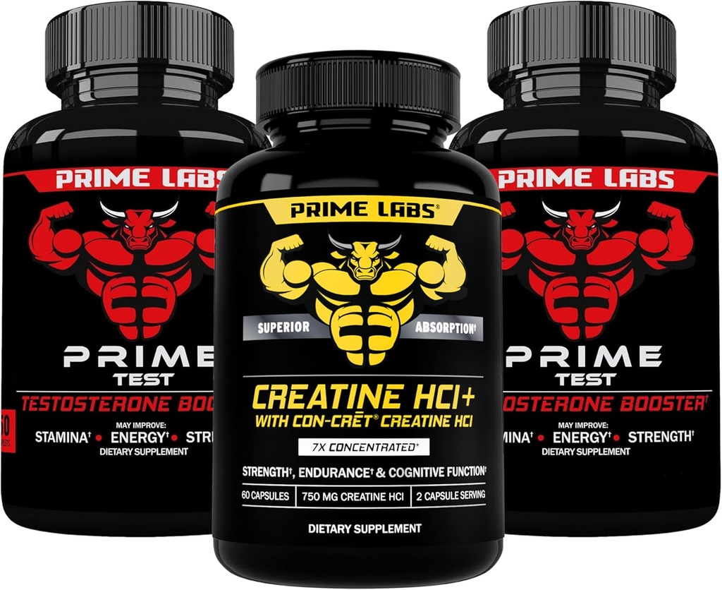 Prime Labs Prime Test (2-Pack) + Kreatin HCl Kapseln (60 Count)