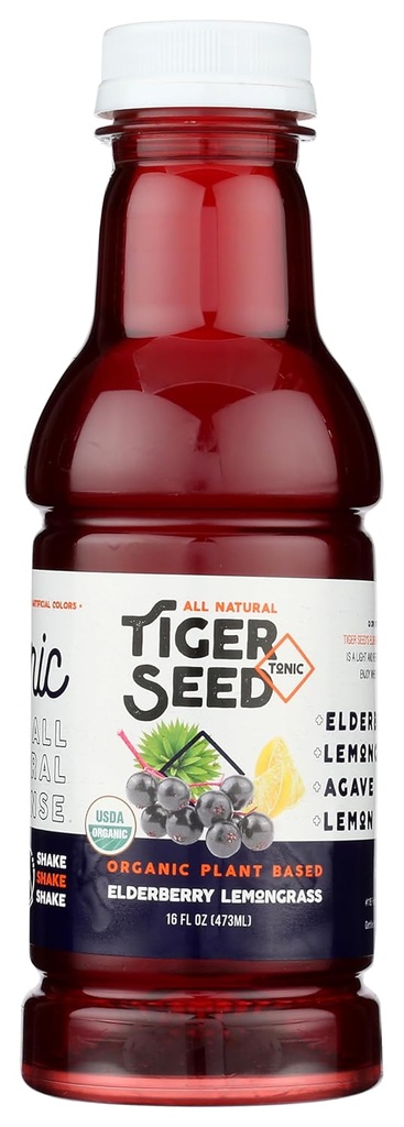 Lemongrass - Graines de tigre - Hydratation à base de plantes et soutien immunitaire - 16 bouteilles FL OZ (paquet de 9) biologique, végétalienne, casher, faible teneur en sucre
