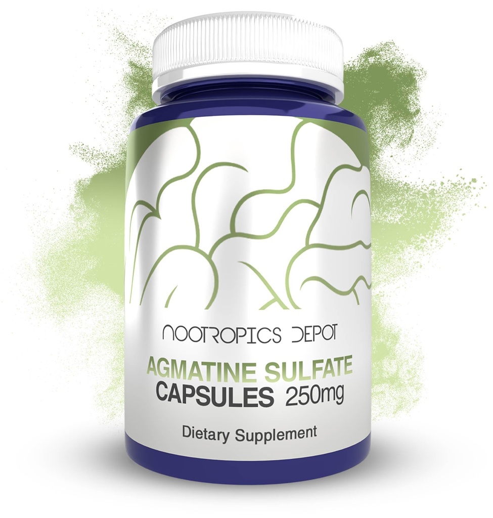 Nootropics Depot Agmatin Sulfat Kapseln | 250mg | 240 Count | Energieergänzung | Aminosäure Derivative | Unterstützt körperliche Stärke und Workout Erholung | Stickstoffoxid Booster