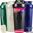 4 PACK, 28 oz Shaker Bottiglie con potenti fruste di filo per miscele proteiche | Confezione bottiglia per frullatore a prova di leak con spugna di pulizia | BPA-Free & Lavastoviglie Safe | Bottiglia per shaker proteico
