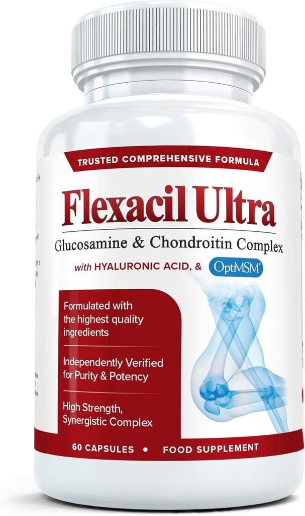 Supplément de santé et de soutien avec Glucosamine, Chondroïtine, acide hyaluronique et MSM, 60 gélules