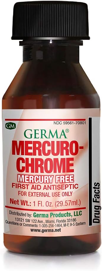 Germa Mercuro-cromo Mercurio Primi Aiuti Antisettico Liquido 1 oz