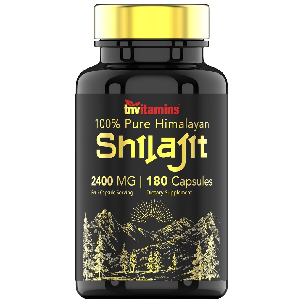tnvitamins Shilajit Capsules 2400 MG - 180 Capsules 100% Himalayan Pure Shilajit Capsules pour hommes et femmes