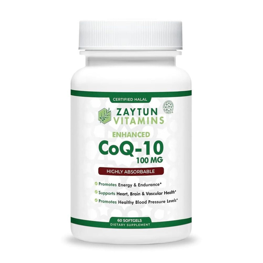 Zaytun Halal CoQ10 Highly Absorbable, One Per Day, Supports Heart Health Support and Energy Production, 60 Mini Softgels, Made in USA - Halal Vitamins