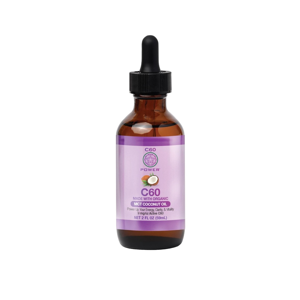 C60 Power - MCT 2-oz.- Bio MCT Kokosöl, 2 Fl Oz, 99,99% reine Carbon Fullerenes, Lift Oxidative Burden, Optimize Mitochondrial Function