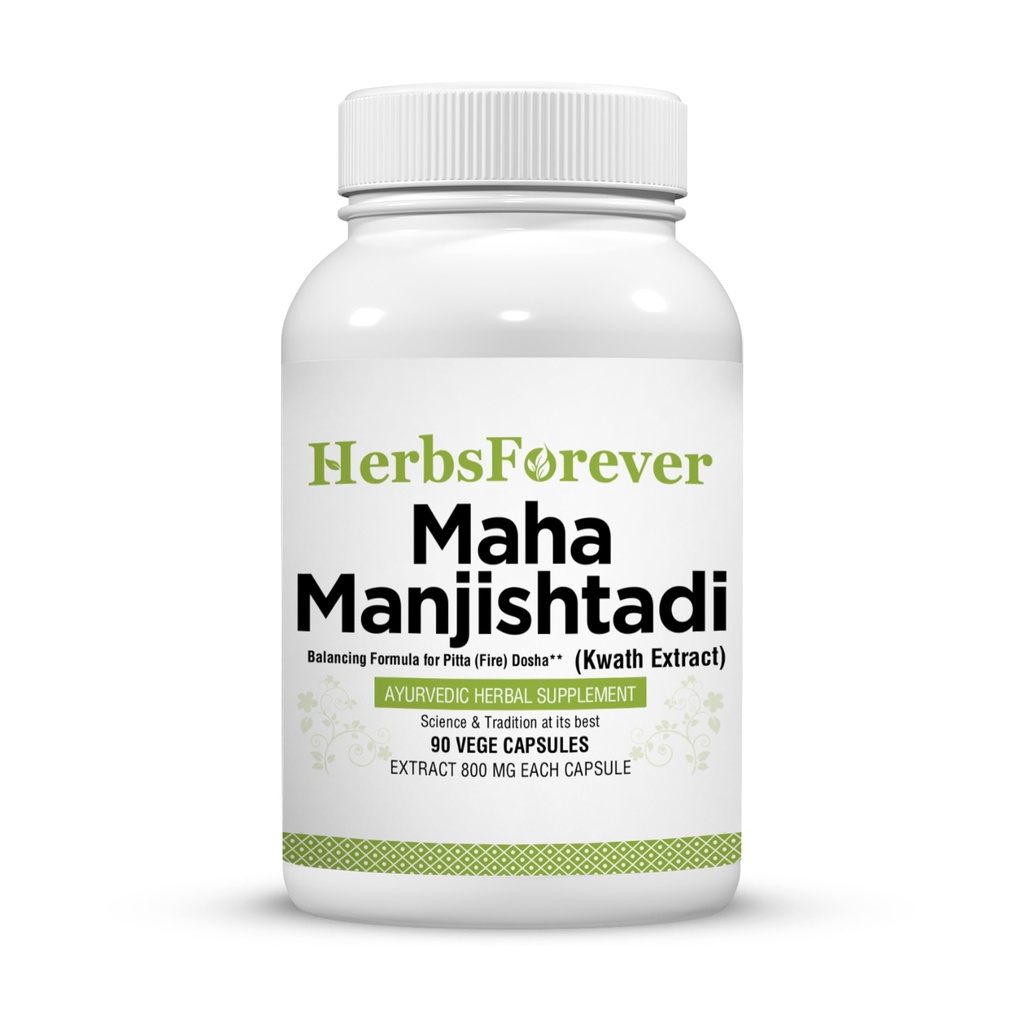 Herbsforever Manjishtadi Kwath Capsule | Integratore di erbe ayurvedica per la salute della pelle & Detox | 90 capsule di veg, 800 mg Ogni formula di benessere tradizionale
