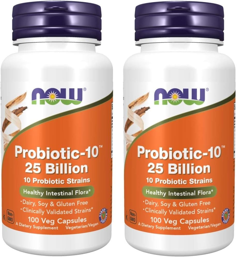 Maintenant les aliments probiotique-10 25 milliards, 100 comtes (paquet de 2)