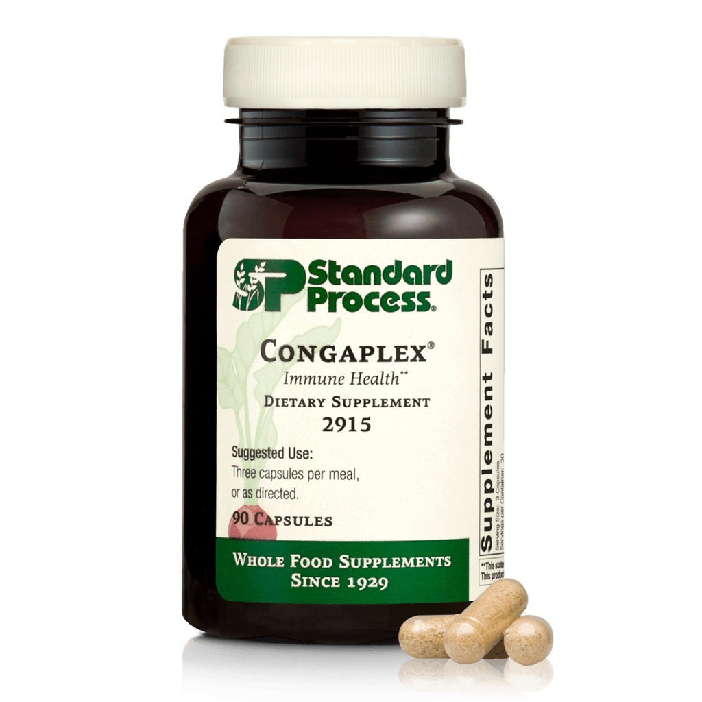 Standard Process Inc. Congaplex, Thymus Gland Support Supplemento, Supporto Salute Immune con Lattato di Calcio, Magnesio, Vitamina C & Vitamina A, Immune System Aid with Mushroom Powder - 90 Capsule