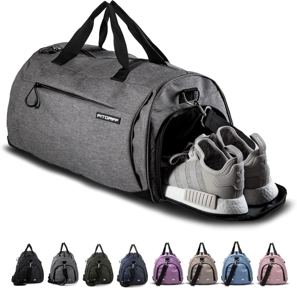 Fitgriff® Gym Tasche für Männer & Frauen mit Schuh &amp; Nass - Duffle Tasche für Reisen, Sport, Fitness & Workout