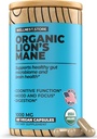 Lions Mane Mushroom Organic Supplement (estratto di ericium) 60 Caps Veggie - Integratore di supporto immunitario; Migliorare la funzione cognitiva + Promuovere la vitalità, Proteggere le cellule Nerve