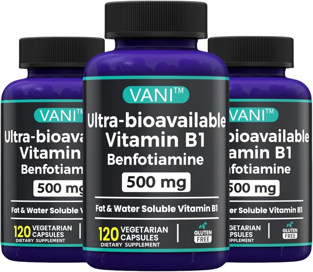 Formule améliorée 2 en 1 : Vitamine B1 avec la benfotiamine 500mg, supplément soluble gras de vitamine B-1, 500 mg - 120 Capsules (3)