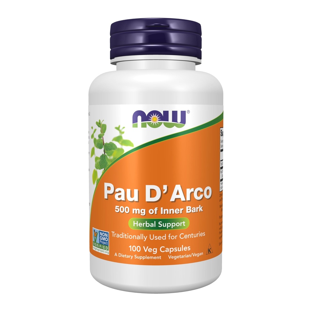 JETZT Nahrungsergänzungsmittel, Pau D'Arco (Tabebuia heptaphylla) 500 mg, Kräuterunterstützung, 100 Veg Kapseln