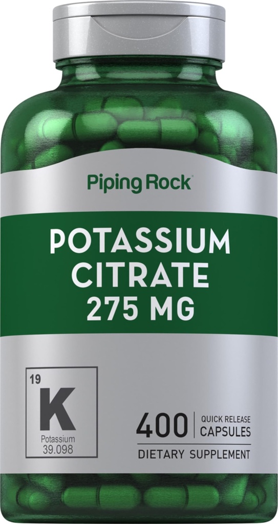 Piping Rock Kalium Citrat Ergänzung | 275 mg | 400 Kapseln | Non-GMO, Glutenfrei