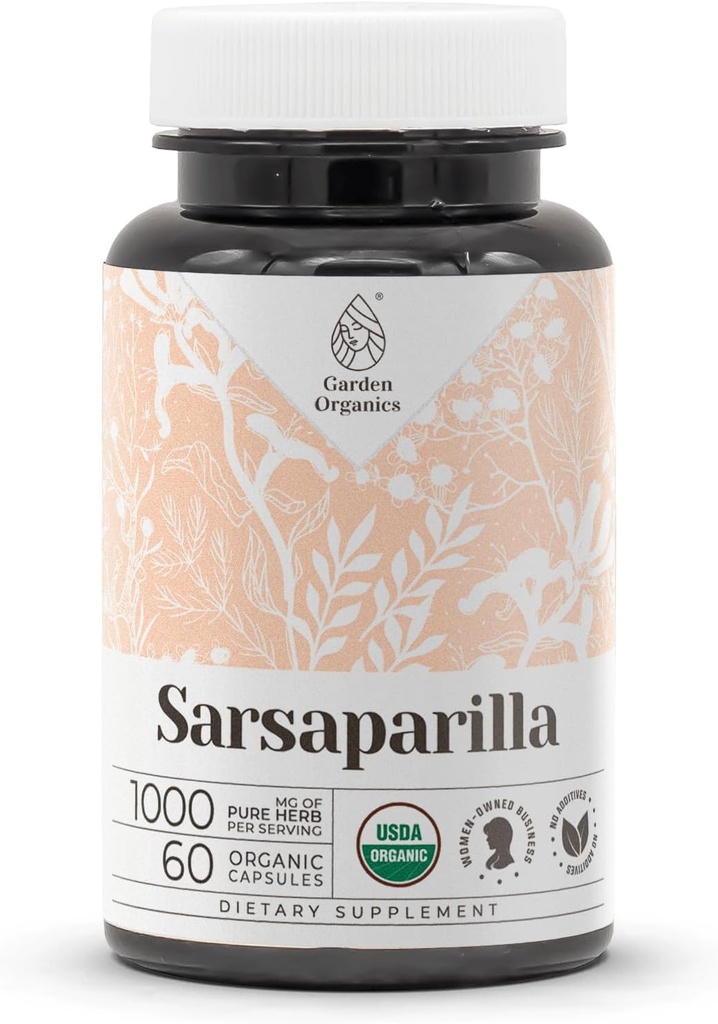 Sarsaparilla USDA Organic 60 capsule | Supplemento naturale ad alta potenza | Capsule vegetariani biologici certificati e Sarsparilla organico (Hemidesmus indicus) Radice secca (60 capsule)