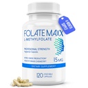 FolateMaxx L-Methylfolat 15mg, 120 Kapseln – Doctor Formulated Methyl Folate Supplement for Women & Men – High Potency 5-MTHF for Energy, Mood & Focus – Non-GMO, Gluten-Free (4-Month Supply)