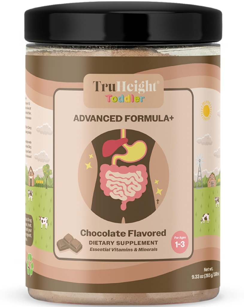 TruHeight Kleinkind Advanced Formula+ (Chocolate) 16 Vitamine inkl. C, D, Protein & Iron für 1, 2, 3 Jahre alt, Milk Based Nutritional Drink, Kleinkind Complete Nutrition 12-36 Monate - Non GMO