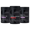 Sport Research® Gesunde Haut- und Haarunterstützung - Vegan Biotin 10.000mcg mit Kokosöl, Triple Strength Astaxanthin 12mg und Phytoceramide 350mg pro Softgel · Non-GMO · Vegan · Glutenfrei