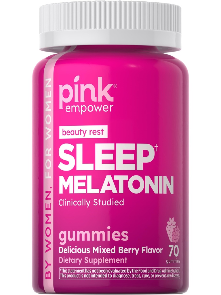 PINK Melatonin Gummies 10mg | Max Potency | Mixed Berry Flavor | Vegan, Non OGM & Gluten