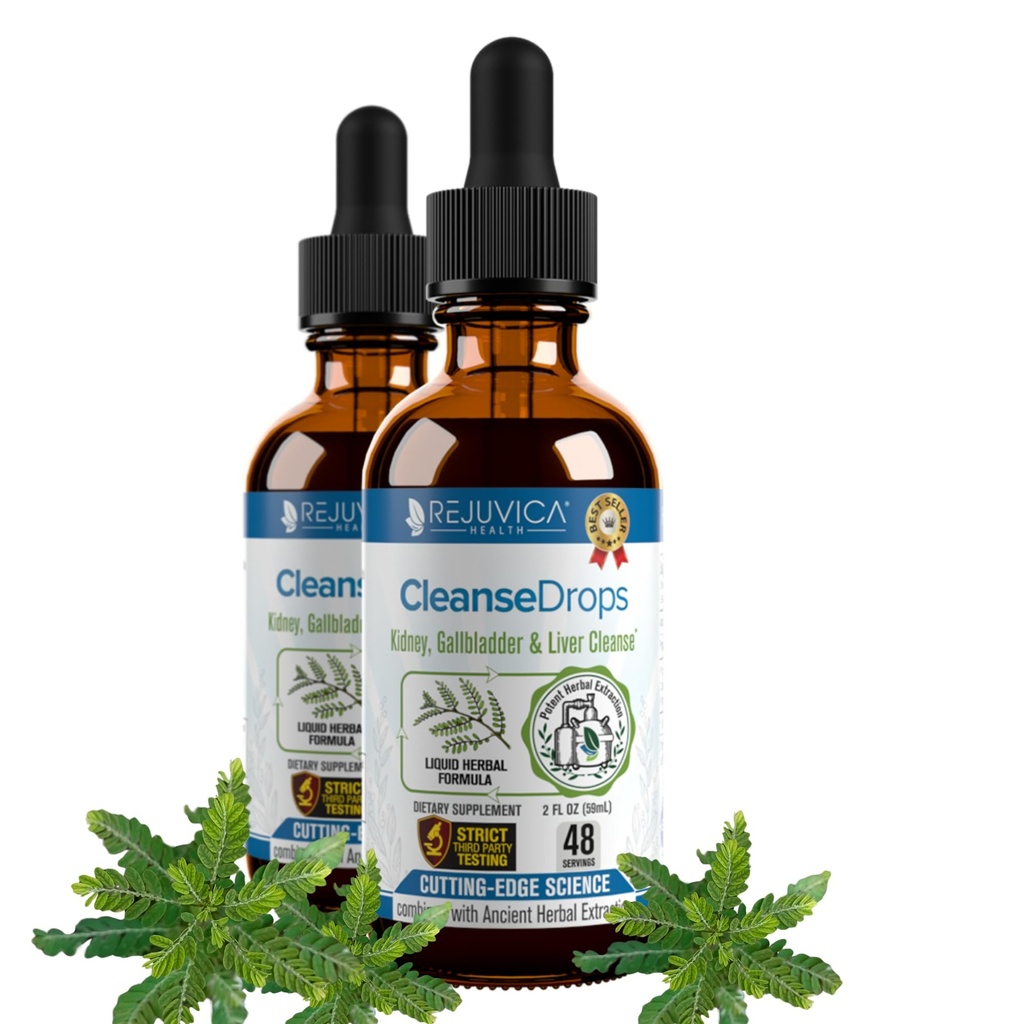 Rejuvica Health Cleanse Drops - Advanced Kidney & Gallbladder Cleanse Support Supplement - Flüssige Lieferung für bessere Absorption - Chanca Piedra verwendet in Amazonian Rainforest