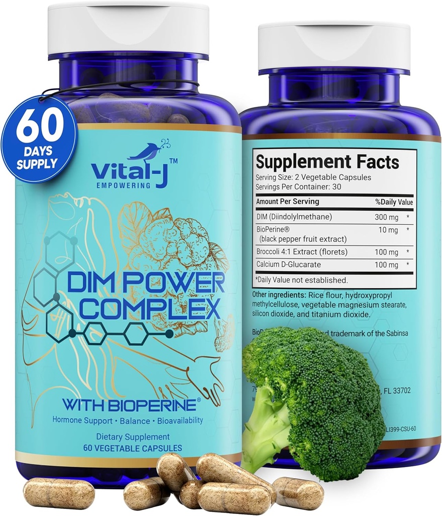 4-in-1 DIM Potent Complex 300mg - Estrogen Balance und Metabolismus, Energy & Menopause Support Supplement mit Bioperine (x4), Calcium und Broccoli Extract - für Damen und Herren 60 Servietten