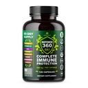 Difesa360 Supporto Immune 8-in-1 Supplemento con vitamina C, D3, Zinco, Elderberry, Echinacea, Turco, Ginger & Quinine, Protezione Immune, Energia e Vigor, Brain Boost, Stress Relief (120 capsule)