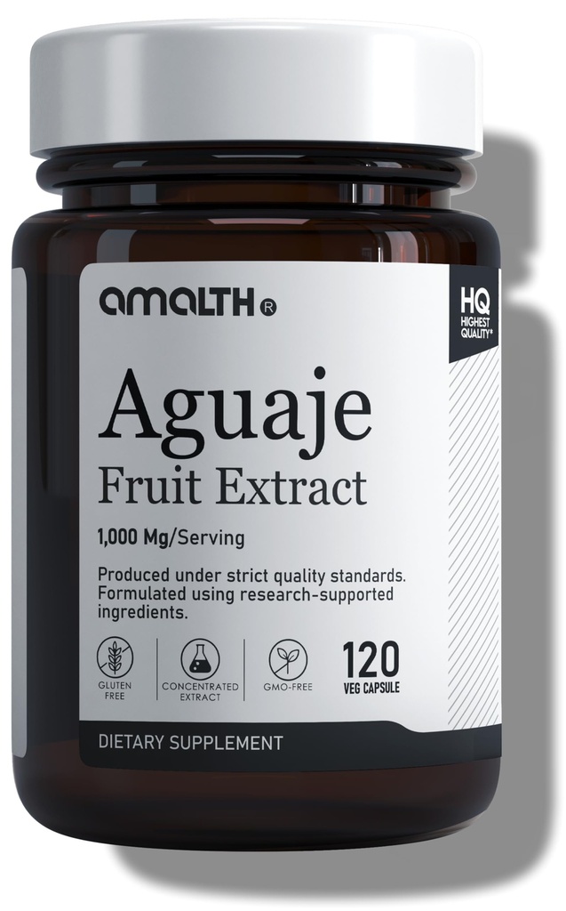 Amalth Aguaje Curves Capsule for Women 1000 mg- Extra Strength from Peru Natural Supplements- 120 Capsules Non- GMO Premium Quality Pills