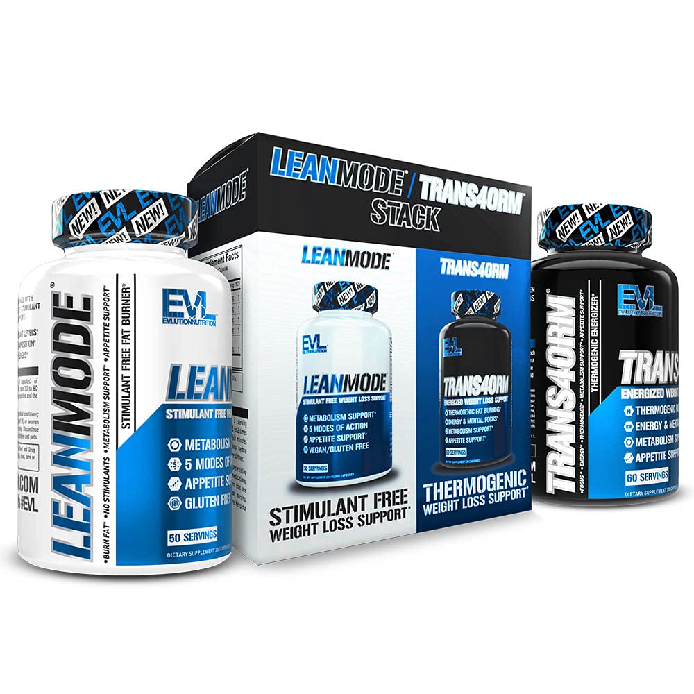 EVL Weight Loss Support Stack - Trans4orm Thermogénique Fat Burner & Metabolism Support Pills avec extrait de café vert et Forskolin Plus LeanMode Non-Stimulant