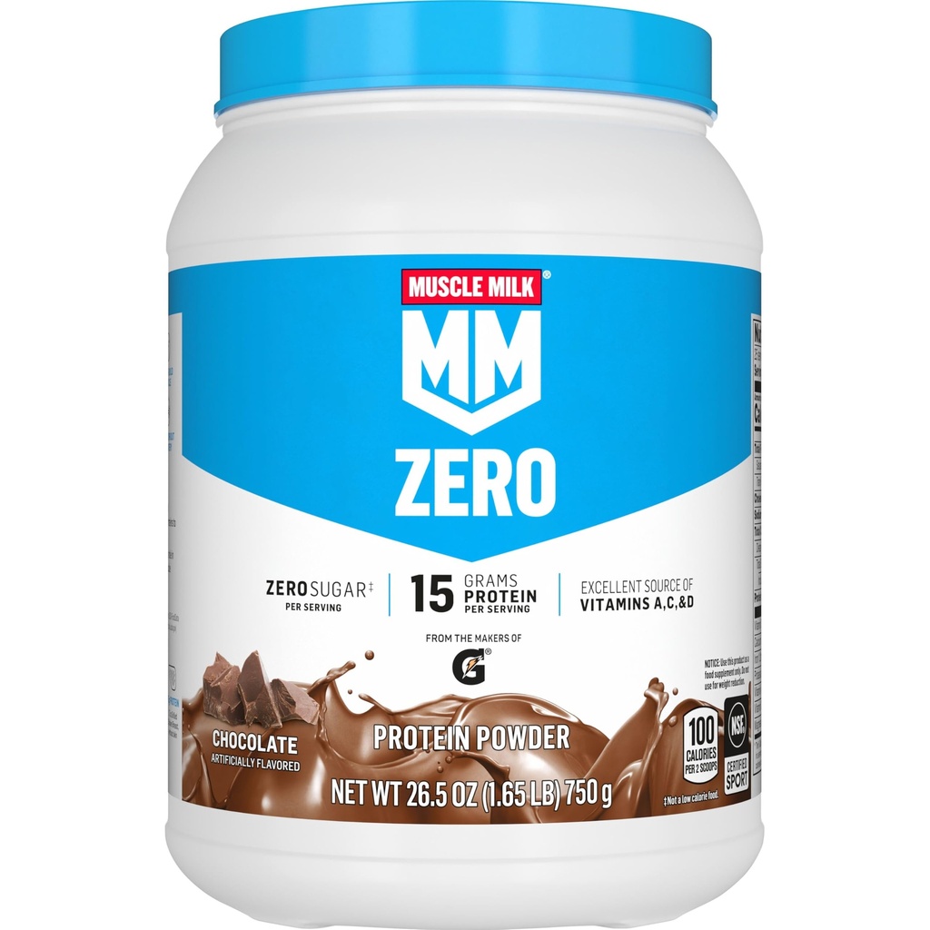 Muskelmilch ZERO, 100 Calorie Proteinpulver, Schokolade, 15g Protein, 1,65 Pfund, 25 Portionen