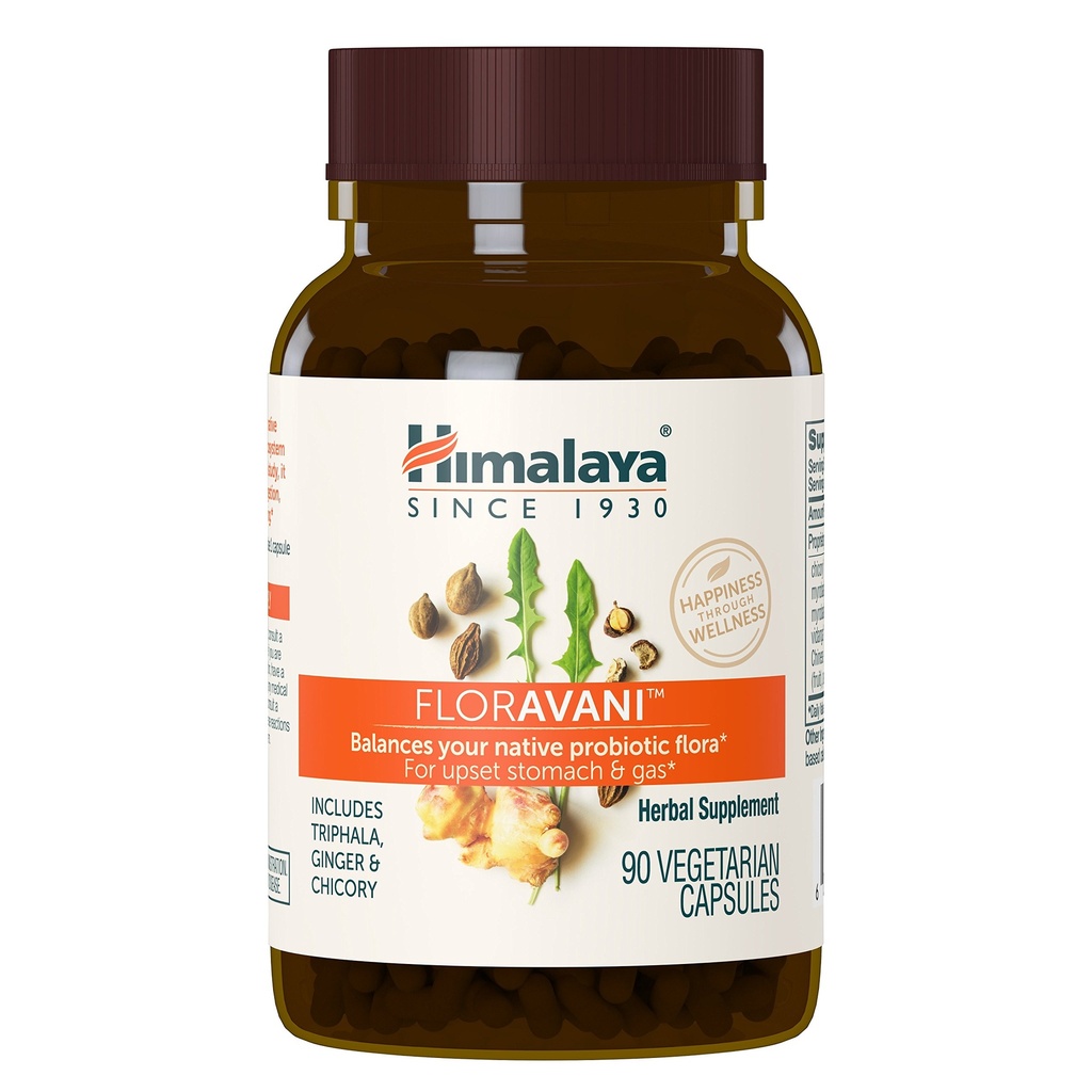Himalaya FlorAvani - Herbal Digestive Health Supplement Supporting Heartburn and Nausea Relief - Vegan, Non OGM, Gluten Free, Clinically Studied, 271 mg, 90 Capsule
