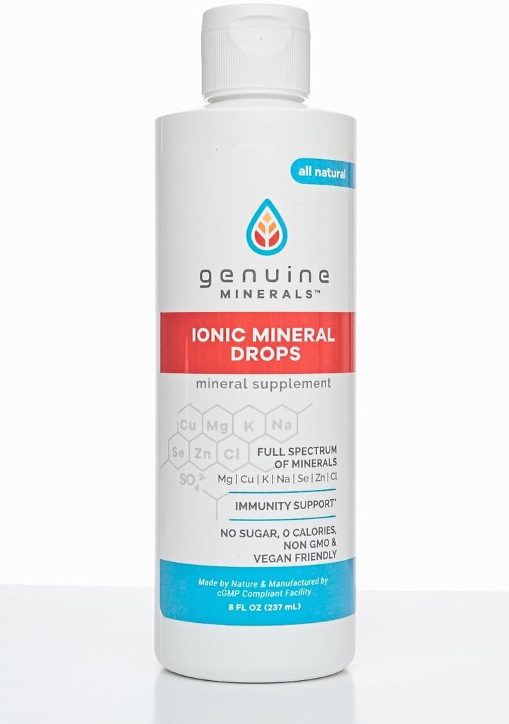 Minéraux authentiques - Minéraux à spectre complet (magnésium ionique, chlorure, potassium) - Electrolytes pour hydratation 8 fl oz