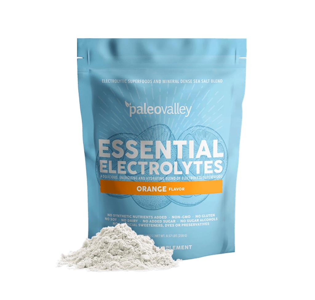 Paleovalley Essential Electrolytes Pulver - Full Spectrum Orange Elektrolyt Pulver für Hydration, Energie und Muskel Erholung - Kein Zucker hinzugefügt - 28 Servierungen