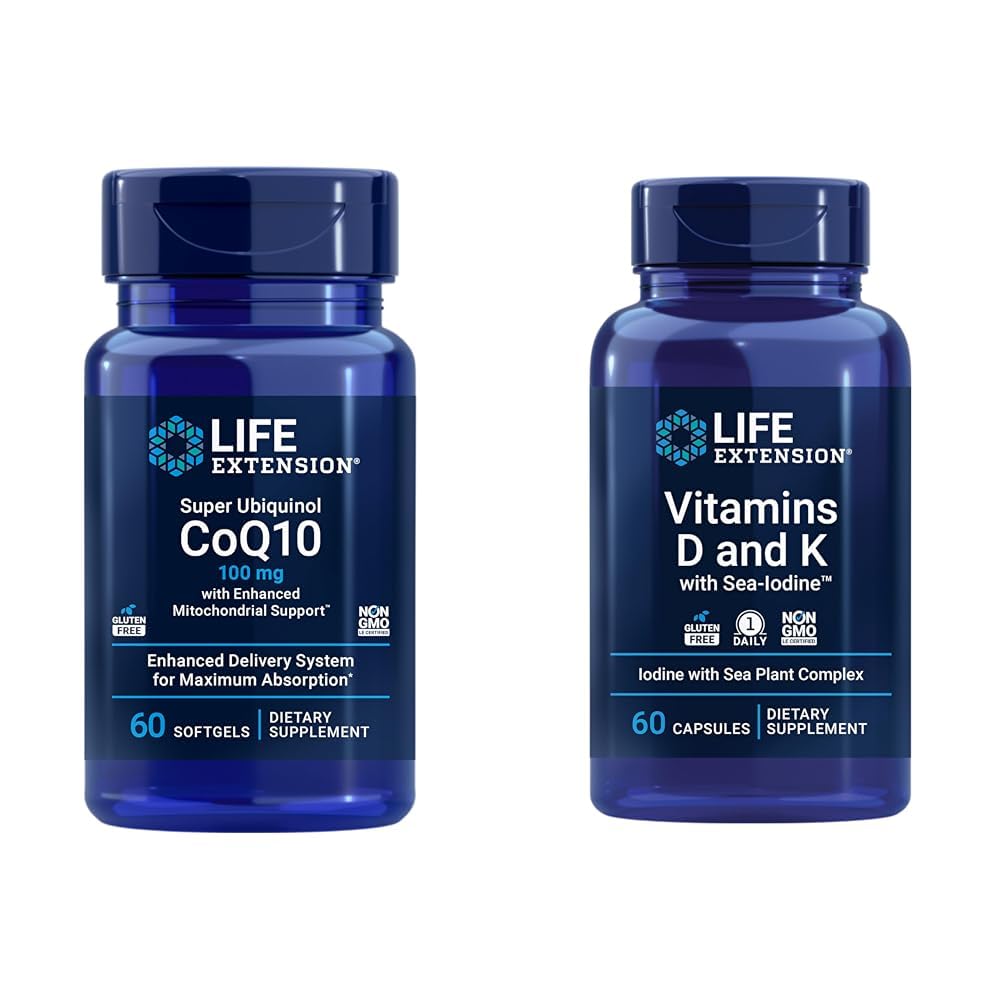 Life Extension Super Ubiquinol CoQ10 mit Enhanced Mitochondrial Support & Vitamine D und K mit Sea-Iodine, Vitamin D3