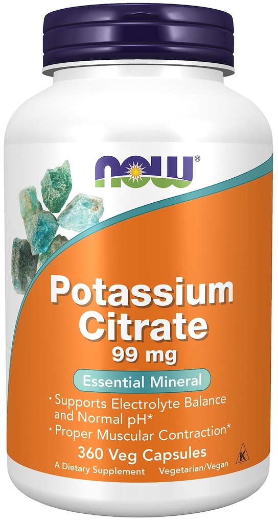 JETZT Lebensmittel, Kalium-Zitrat 99 mg, unterstützt Elektrolyt Balance und Normal pH*, Essential Mineral, 360 Veg Kapseln
