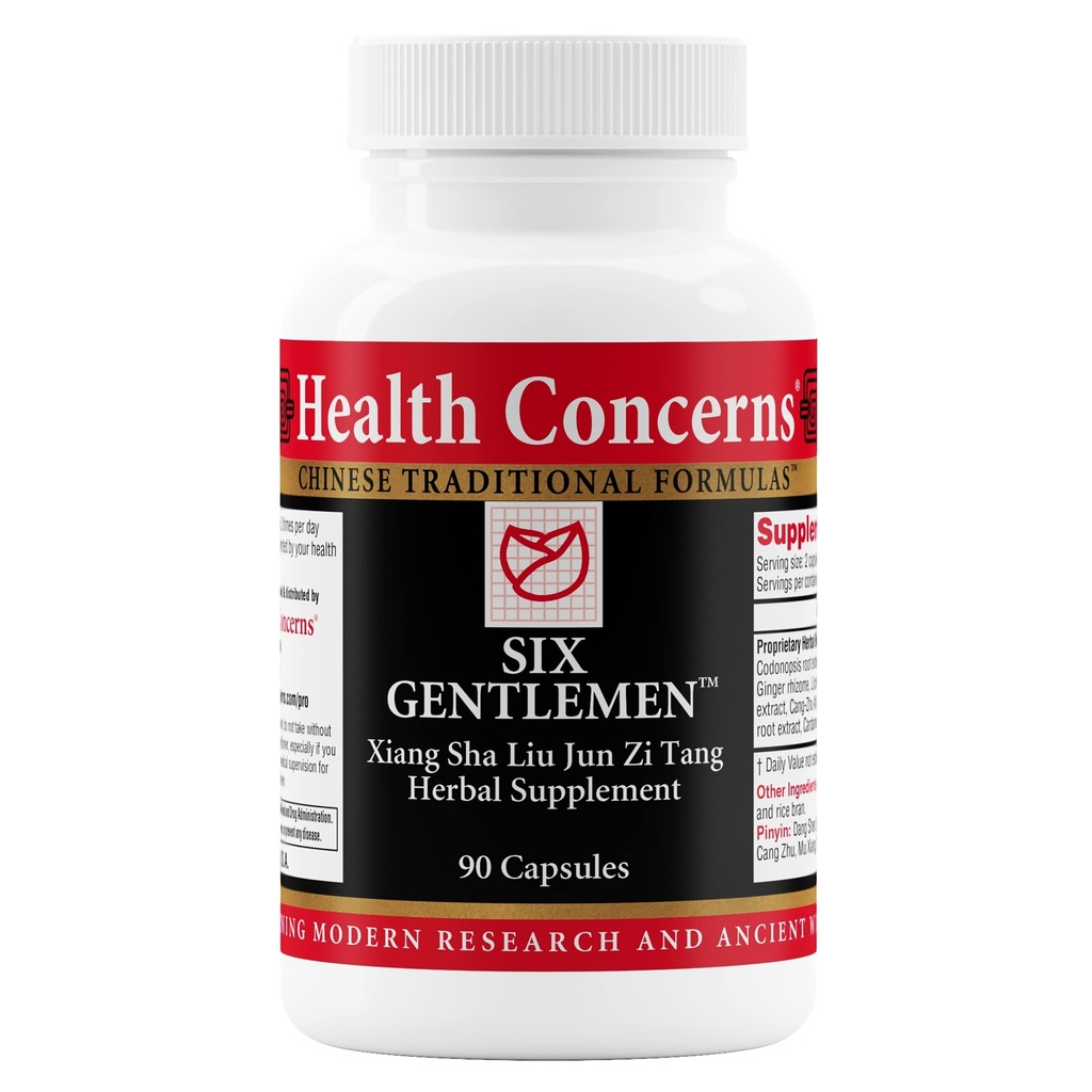 6 Signori – Integratore Digestivo per la Salute e il Supporto Qi – Radice di Liquirizia, Ginger & Codonopsis Formula – Bloating, Gas, Nausea – 90 capsule – Medicina Erba cinese