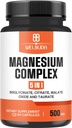 5in1 Magnesio Complesso Supplemento con 20% Purificato - 500mg di Magnesio Bisglycinate, Citrato & PiÃ1 per Muscolo, Rilassamento Mood, Bone Health & More - 90 Capsule