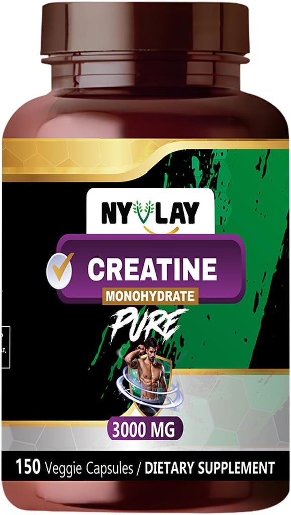 Kreatin Monohydrat 3000 MG 150 Kapseln | Nahrungsergänzung | Extra Stärke Natürliche Formulierung | Unterstützung Stärke & Energie